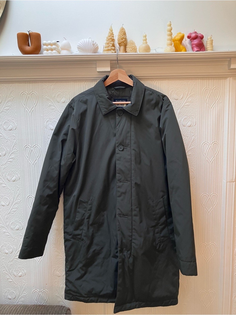 Abercrombie & Fitch Dark Green Long Trench Coat